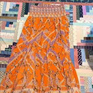 Bohemian Orange and Purple Maxi Skirt